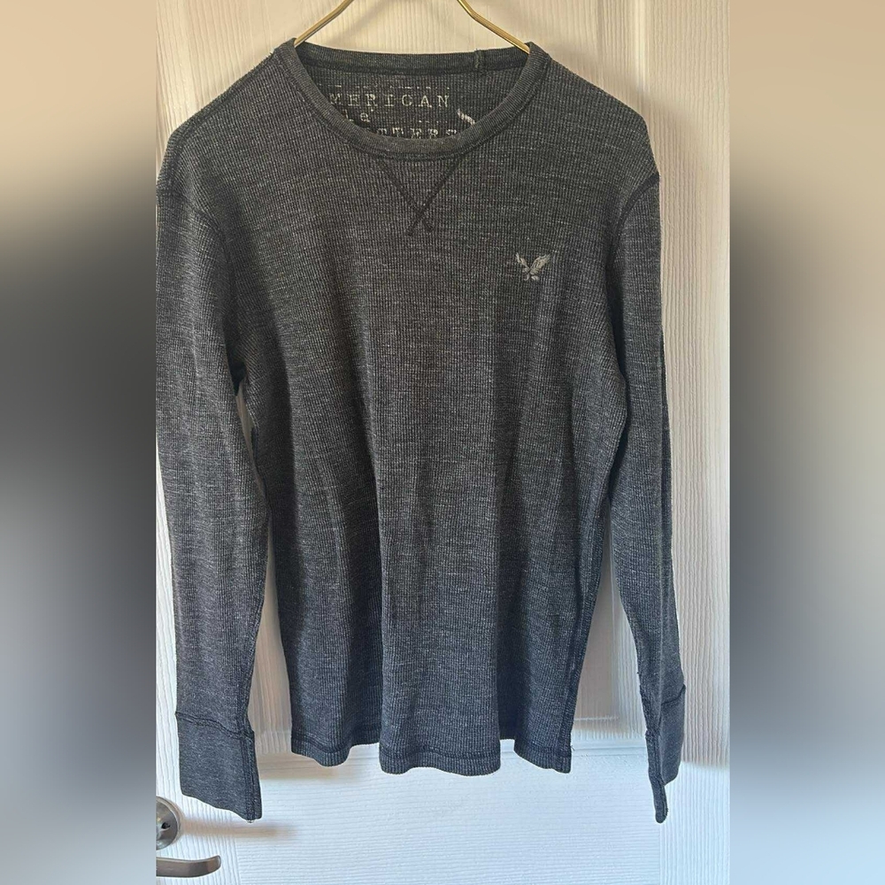 American Eagle Outfitters Men's Charcoal Long Sleeve Tee Layer Or Alone Size M